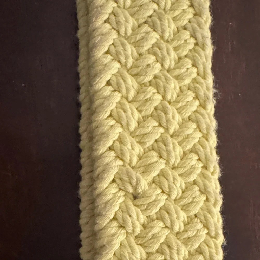 American Eagle Outfitters Yellow Braided Belt with Brown Leather